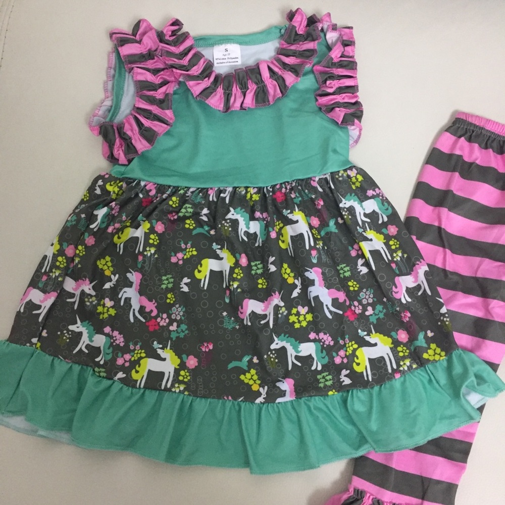 Unicorn 🦄🦄🦄 cute ruffle top pants outfit - Picture 3 of 7